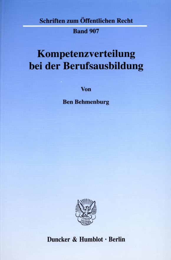 Cover Kompetenzverteilung bei der Berufsausbildung