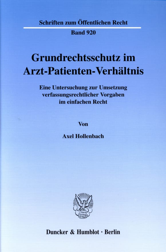 Cover Grundrechtsschutz im Arzt-Patienten-Verhältnis