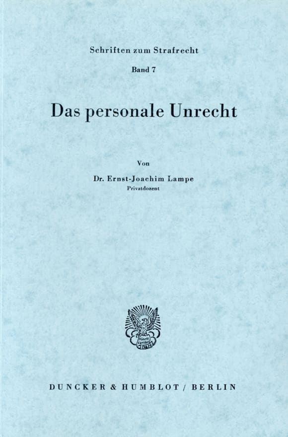 Cover Das personale Unrecht