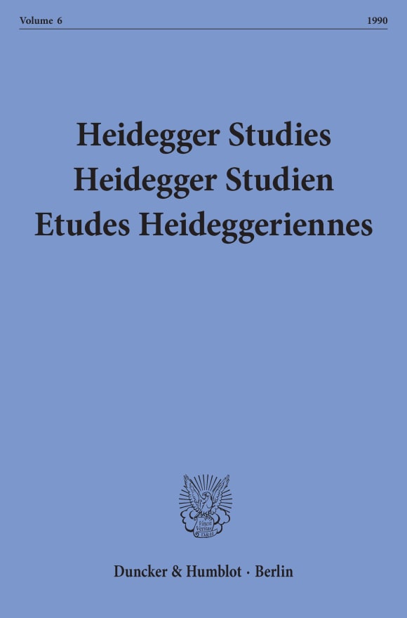 Cover Heidegger Studies/ Heidegger Studien / Etudes Heideggeriennes