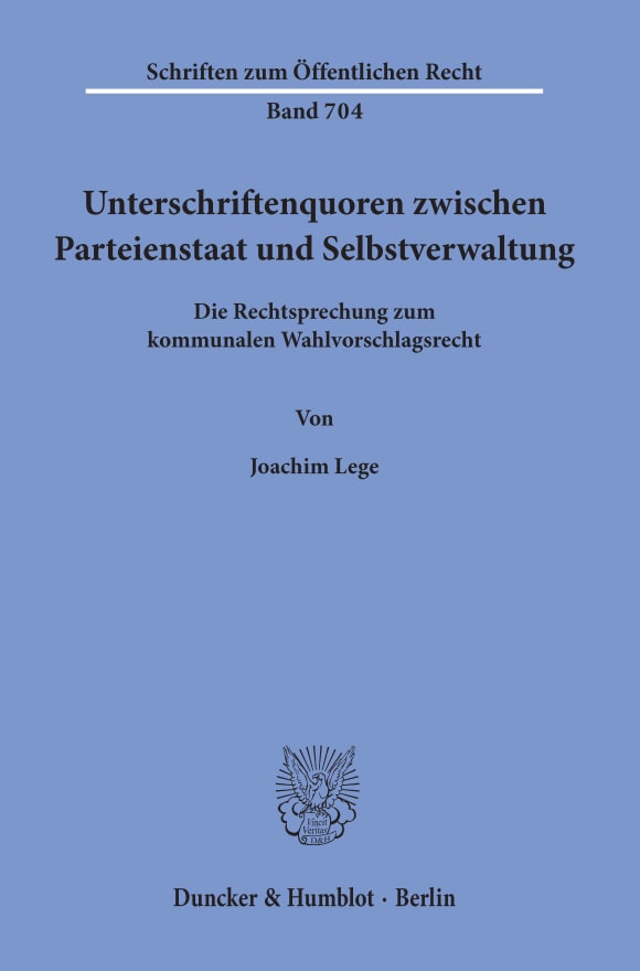 Cover Unterschriftenquoren zwischen Parteienstaat und Selbstverwaltung