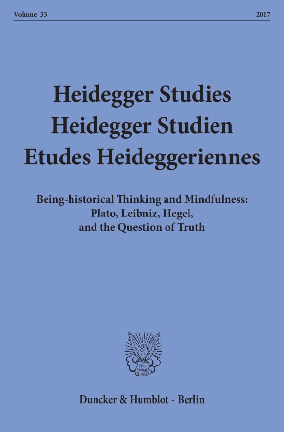 Cover Heidegger Studies / Heidegger Studien / Etudes Heideggeriennes