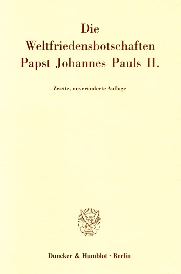 Cover Die Weltfriedensbotschaften Papst Johannes Pauls II