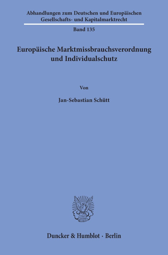 Cover Europäische Marktmissbrauchsverordnung und Individualschutz