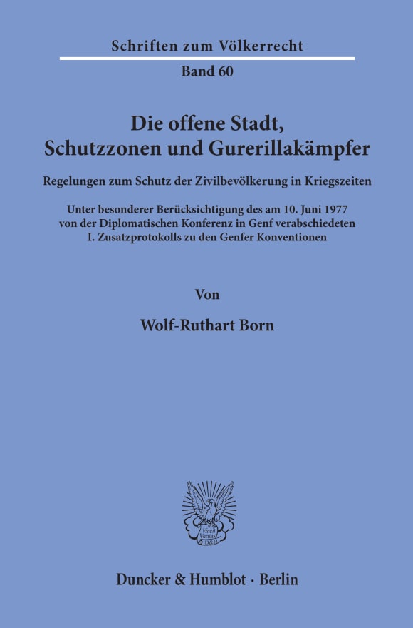 Cover Die offene Stadt, Schutzzonen und Guerillakämpfer