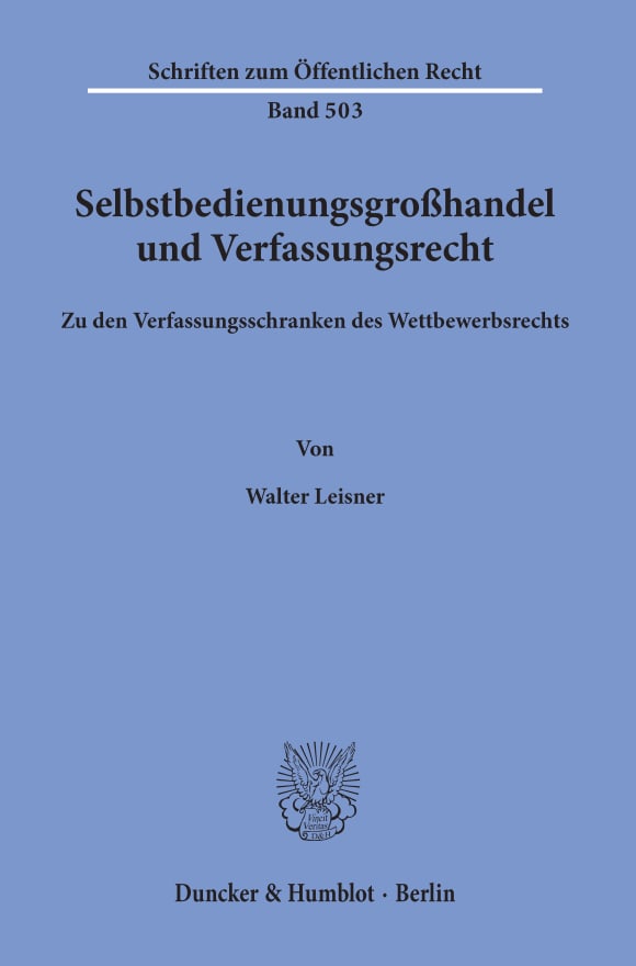 Cover Selbstbedienungsgroßhandel und Verfassungsrecht