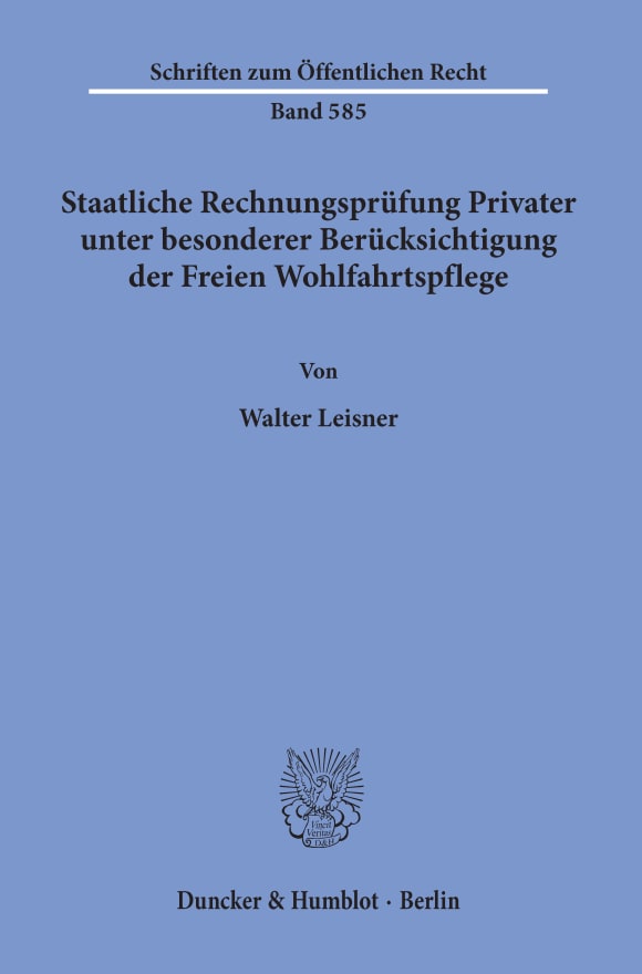 Cover Staatliche Rechnungsprüfung Privater, unter besonderer Berücksichtigung der Freien Wohlfahrtspflege