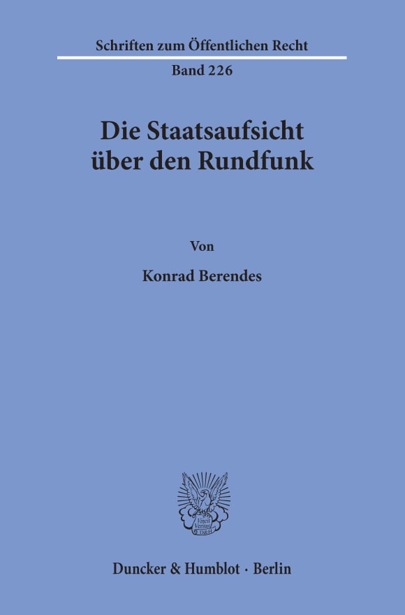 Cover Die Staatsaufsicht über den Rundfunk