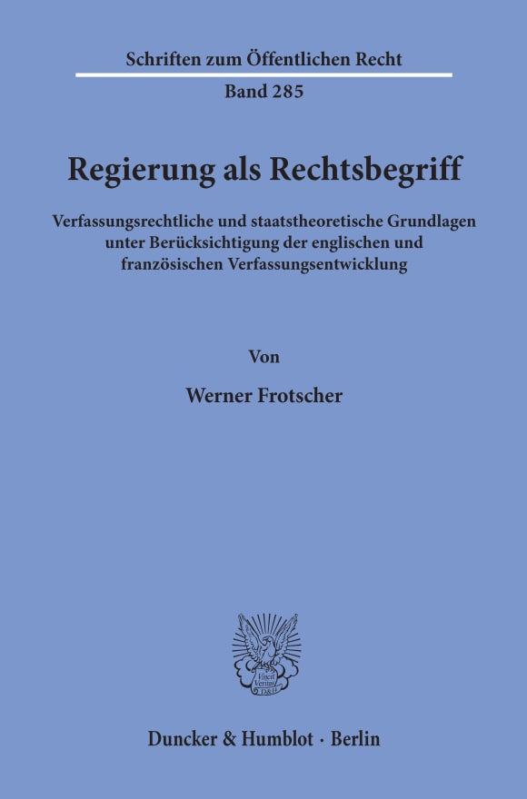 Cover Regierung als Rechtsbegriff