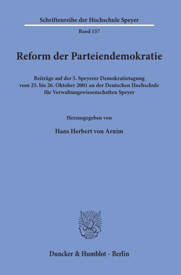 Cover Reform der Parteiendemokratie