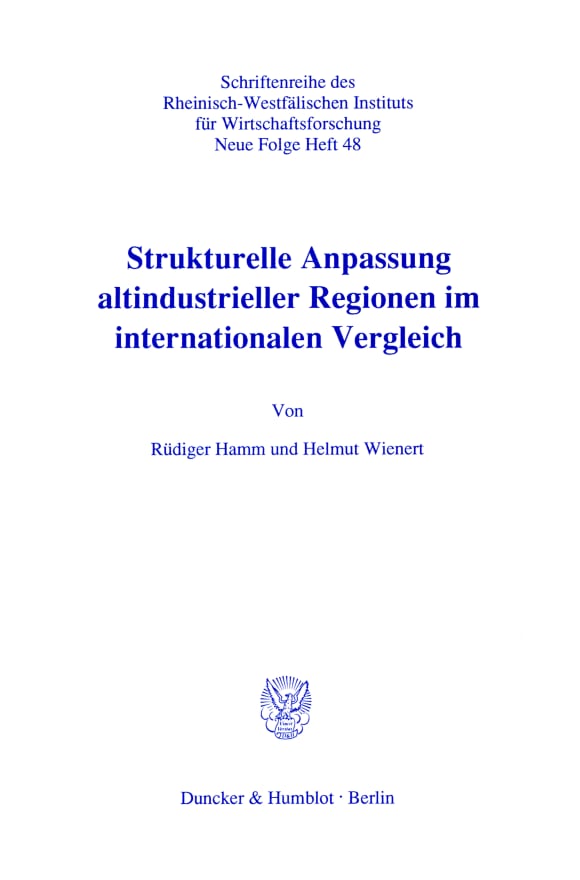 Cover Strukturelle Anpassung altindustrieller Regionen im internationalen Vergleich