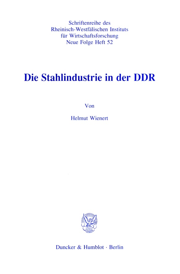 Cover Die Stahlindustrie in der DDR