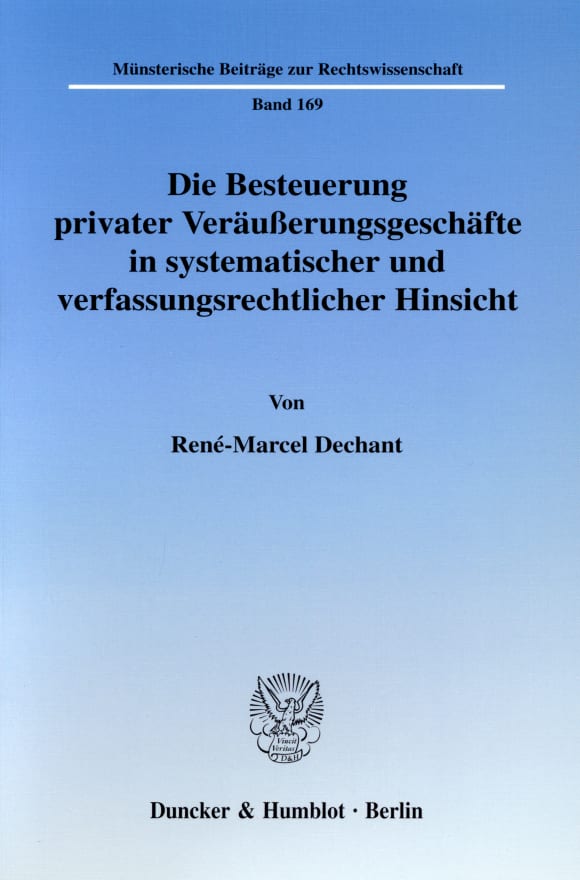 Cover Die Besteuerung privater Veräußerungsgeschäfte in systematischer und verfassungsrechtlicher Hinsicht