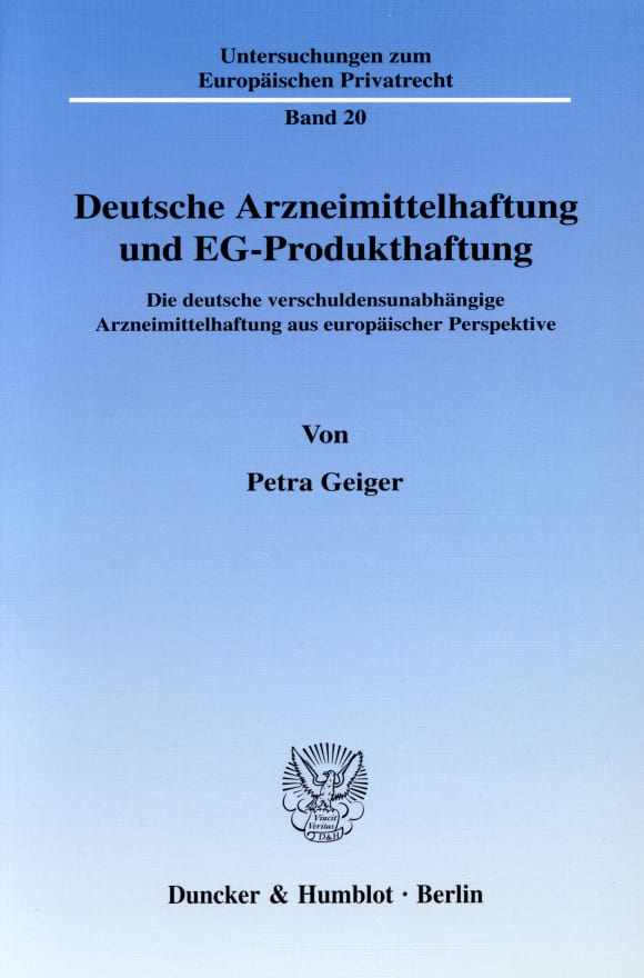 Cover Deutsche Arzneimittelhaftung und EG-Produkthaftung