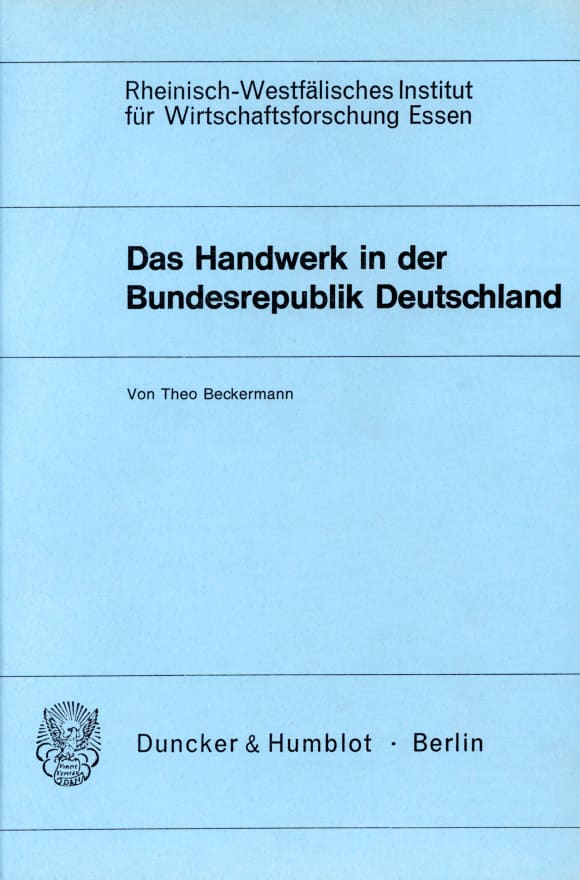 Cover Das Handwerk in der Bundesrepublik Deutschland