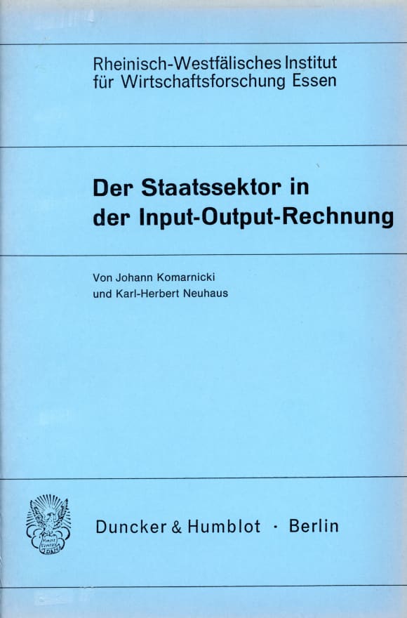 Cover Der Staatssektor in der Input-Output-Rechnung