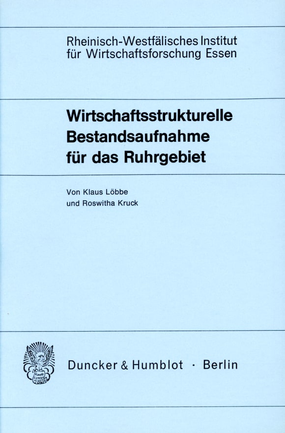 Cover Wirtschaftsstrukturelle Bestandsaufnahme für das Ruhrgebiet