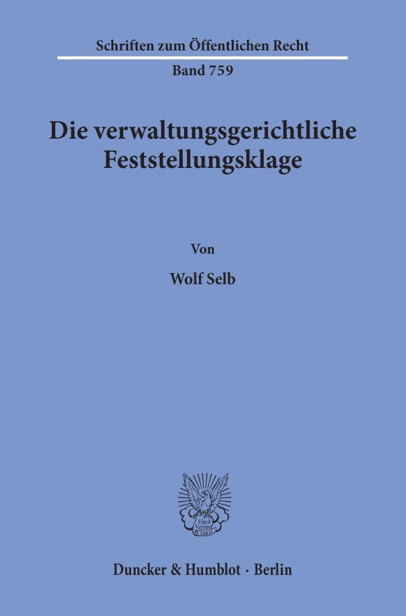 Cover Die verwaltungsgerichtliche Feststellungsklage