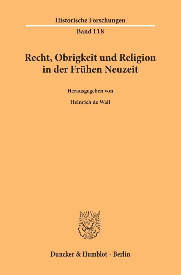 Cover Recht, Obrigkeit und Religion in der Frühen Neuzeit