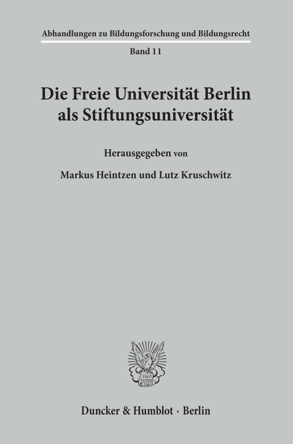 Cover Die Freie Universität Berlin als Stiftungsuniversität