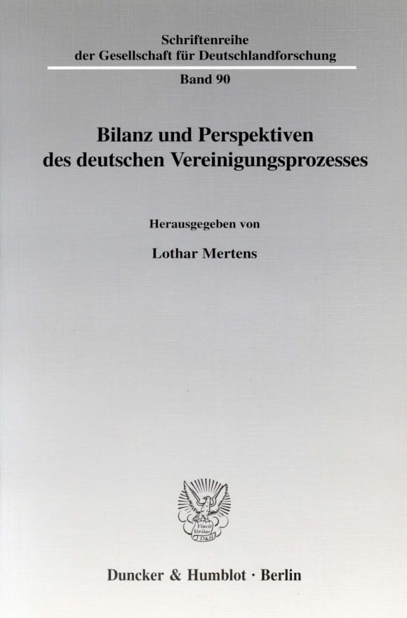 Cover Bilanz und Perspektiven des deutschen Vereinigungsprozesses