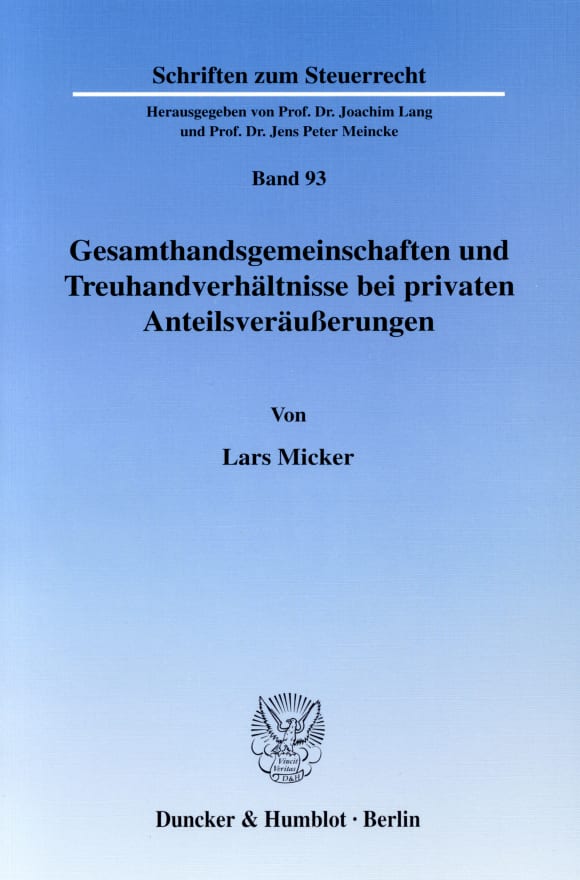 Cover Gesamthandsgemeinschaften und Treuhandverhältnisse bei privaten Anteilsveräußerungen