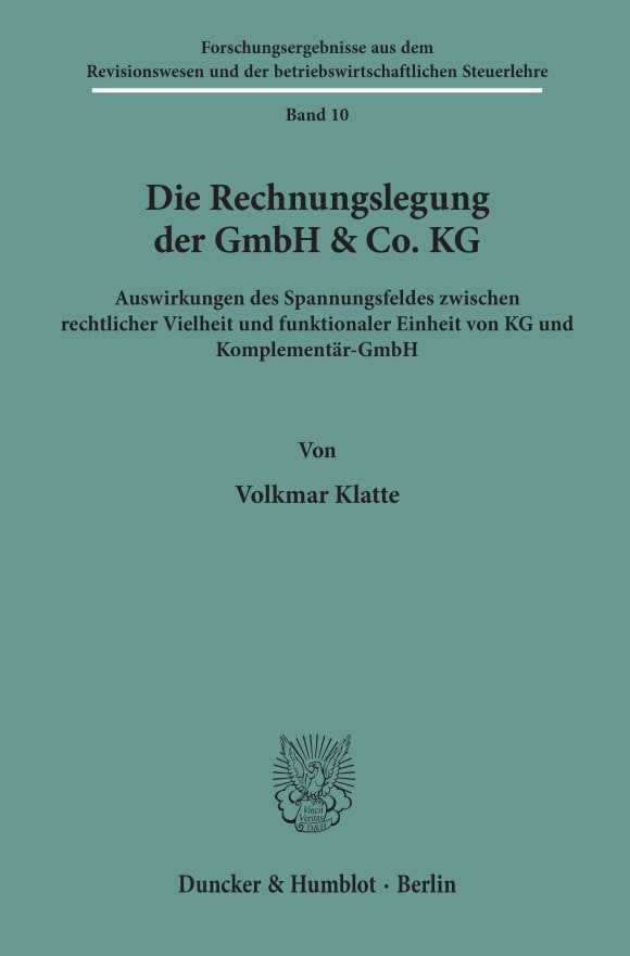 Cover Die Rechnungslegung der GmbH & Co. KG