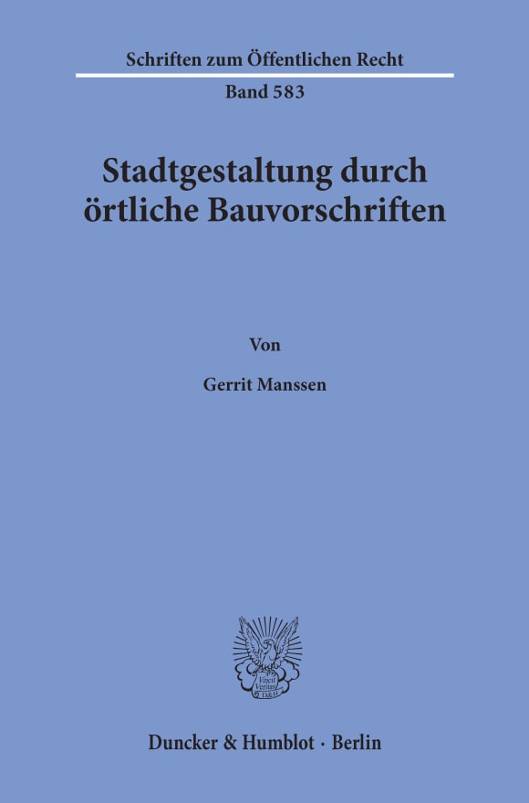 Cover Stadtgestaltung durch örtliche Bauvorschriften