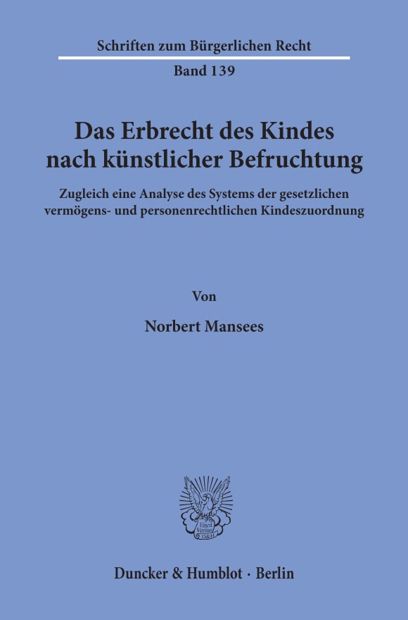 Cover Das Erbrecht des Kindes nach künstlicher Befruchtung