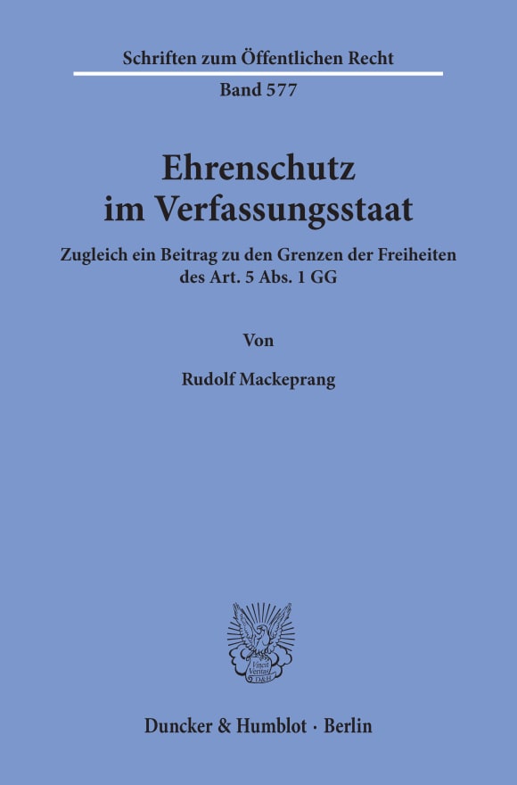 Cover Ehrenschutz im Verfassungsstaat