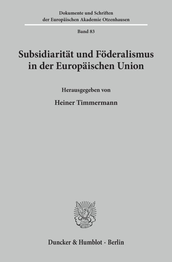 Cover Subsidiarität und Föderalismus in der Europäischen Union