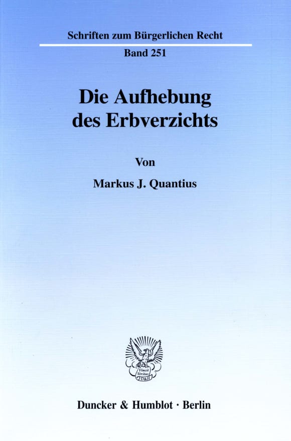 Cover Die Aufhebung des Erbverzichts