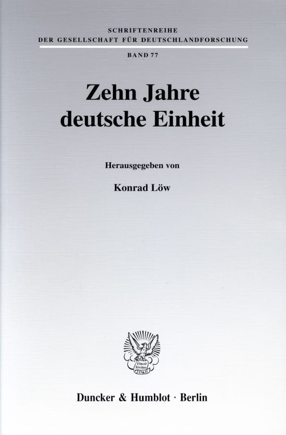 Cover Zehn Jahre deutsche Einheit