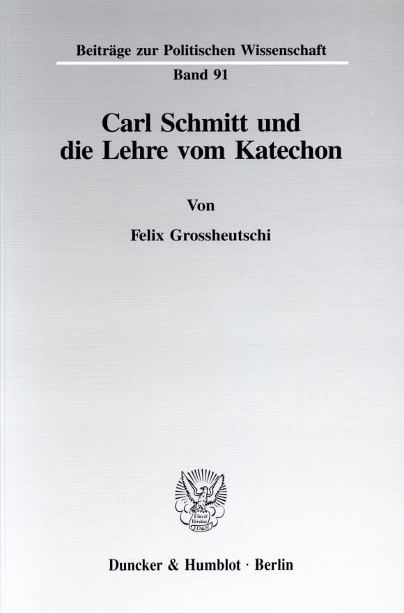 Cover Carl Schmitt und die Lehre vom Katechon