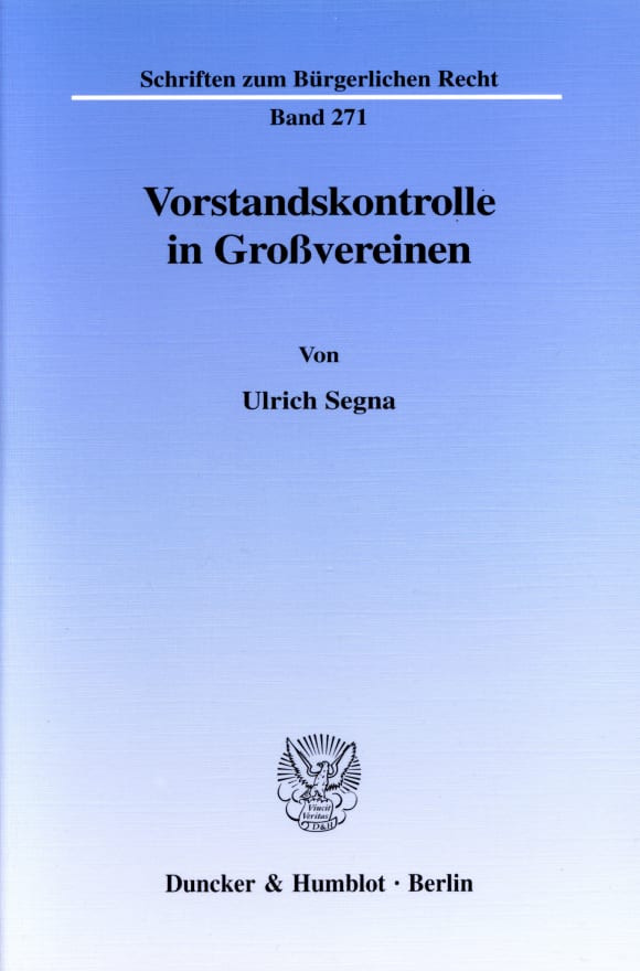 Cover Vorstandskontrolle in Großvereinen