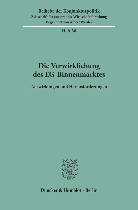 Cover Die Verwirklichung des EG-Binnenmarktes