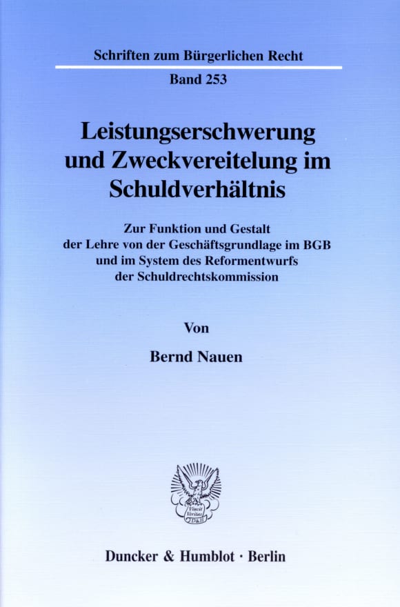 Cover Leistungserschwerung und Zweckvereitelung im Schuldverhältnis