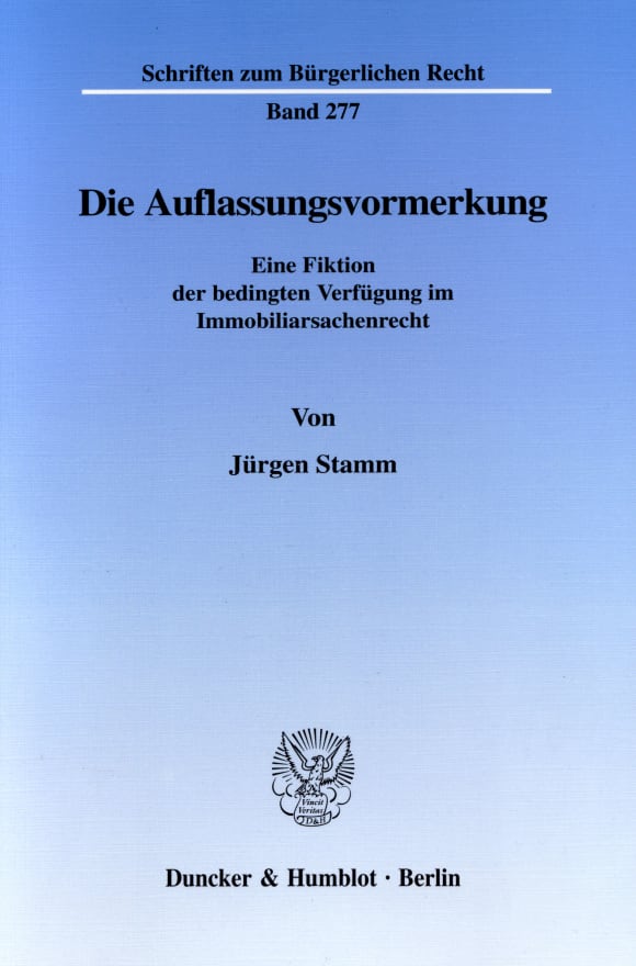 Cover Die Auflassungsvormerkung