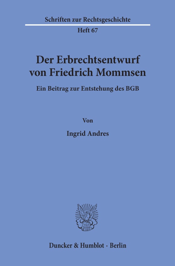 Cover Der Erbrechtsentwurf von Friedrich Mommsen