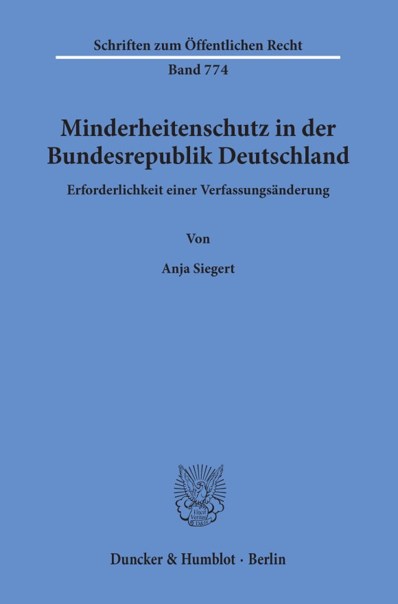 Cover Minderheitenschutz in der Bundesrepublik Deutschland