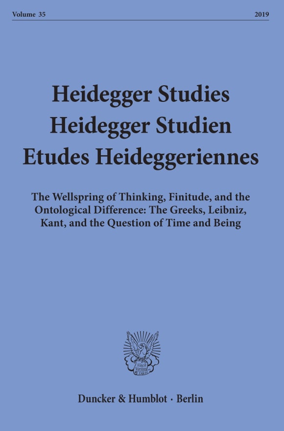 Cover Heidegger Studies / Heidegger Studien / Etudes Heideggeriennes (HEIST)