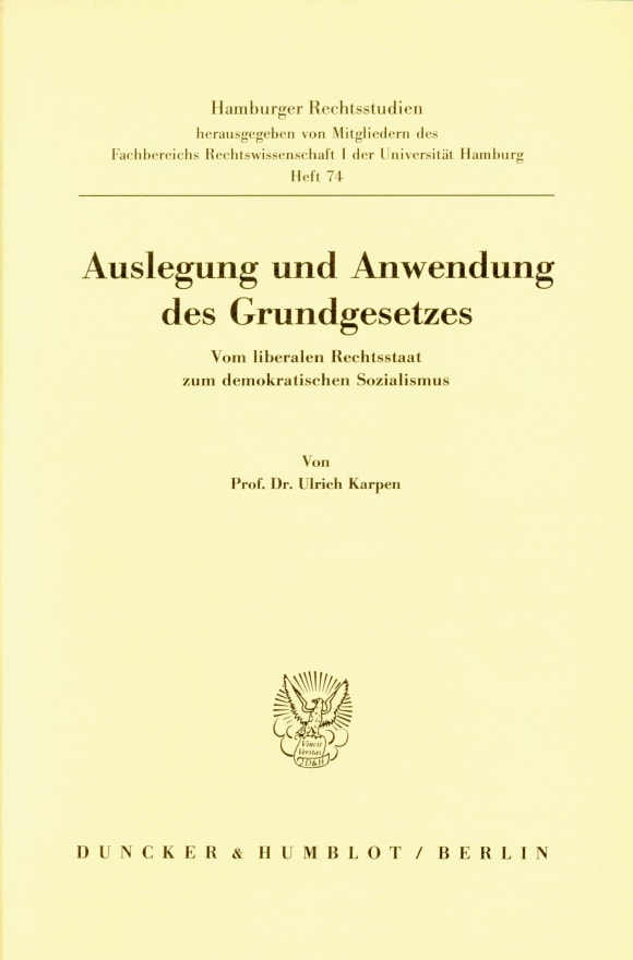 Cover Auslegung und Anwendung des Grundgesetzes