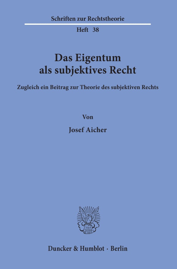 Cover Das Eigentum als subjektives Recht