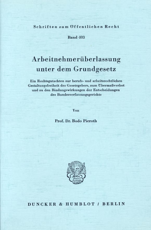 Cover Arbeitnehmerüberlassung unter dem Grundgesetz