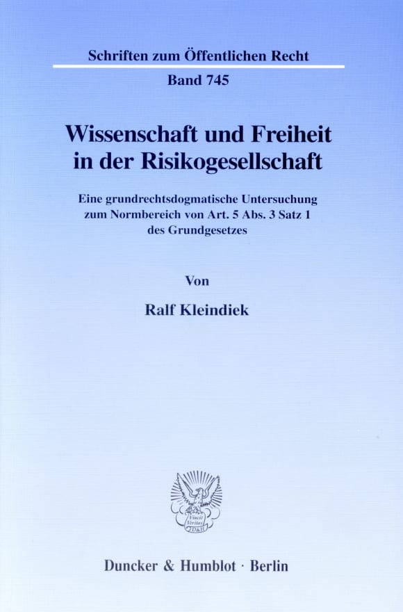 Cover Wissenschaft und Freiheit in der Risikogesellschaft