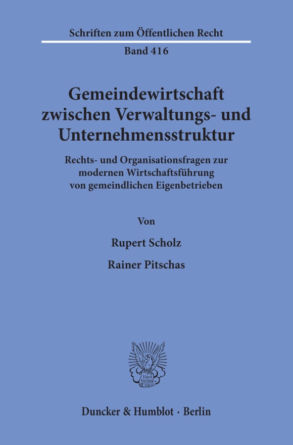 Cover Gemeindewirtschaft zwischen Verwaltungs- und Unternehmensstruktur