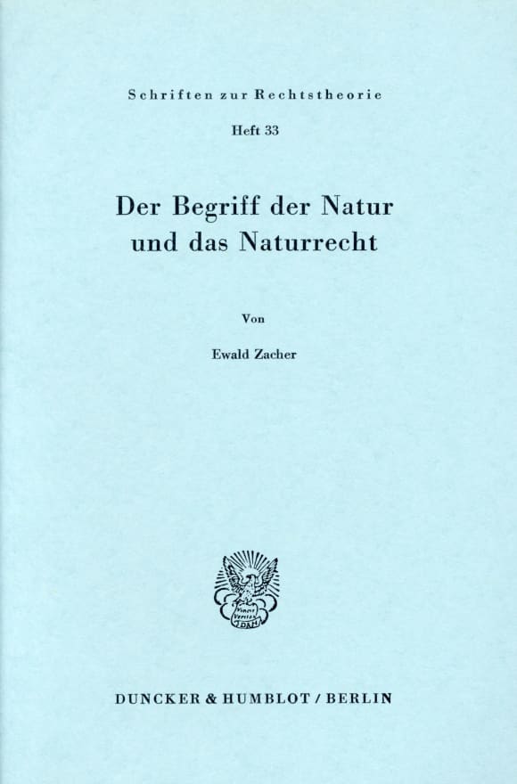 Cover Der Begriff der Natur und das Naturrecht