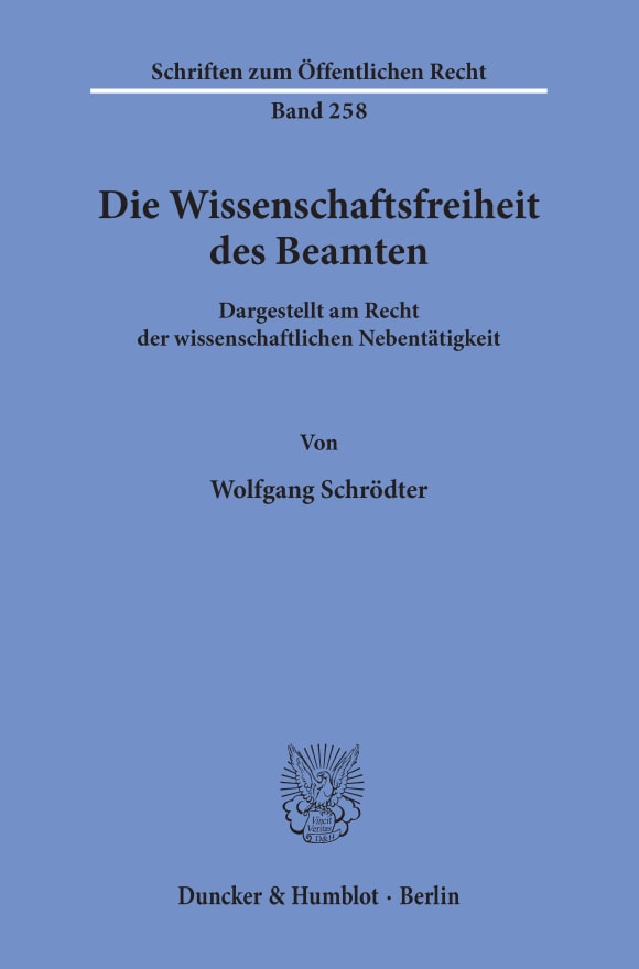 Cover Die Wissenschaftsfreiheit des Beamten