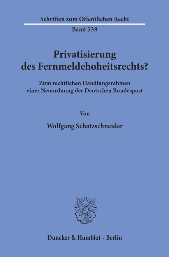 Cover Privatisierung des Fernmeldehoheitsrechts?