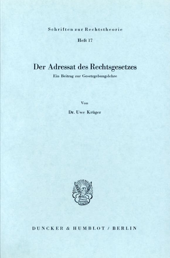 Cover Der Adressat des Rechtsgesetzes